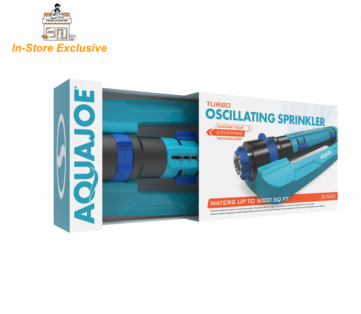 In-Store Exclusive | Aqua Joe SJI-TLS20 | 20-Nozzle Turbo Oscillation Sprinkler With Range, Width and Flow Control (Open Box)