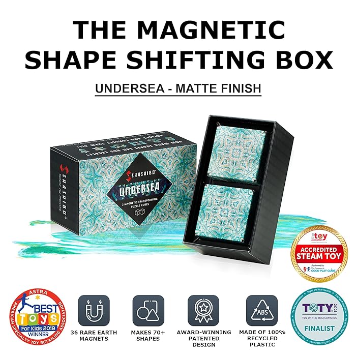 SHASHIBO Shape Shifting Box | Award-Winning, Patented Fidget Cube W/ 36 Rare Earth Magnets  | Transforms Into Over 70 Shapes | Gift Box | Download Fun In Motion Toys Mobile App