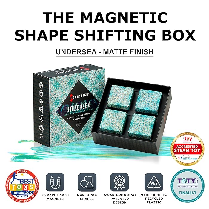 SHASHIBO Shape Shifting Box | Award-Winning, Patented Fidget Cube W/ 36 Rare Earth Magnets | Transforms Into Over 70 Shapes | Gift Box | Download Fun In Motion Toys Mobile App