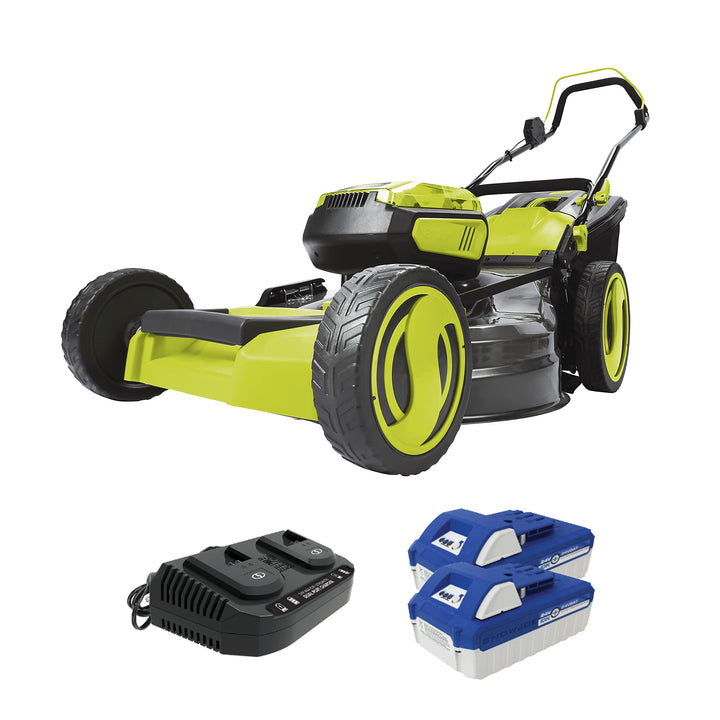 Restored Sun Joe 24V-X2-21LM 48-Volt 21-Inch 1100-Watt Max Brushless Cordless Lawn Mower, 7-Position Mowing Height Adjustment w/Rear Collection Bag [Remanufactured]