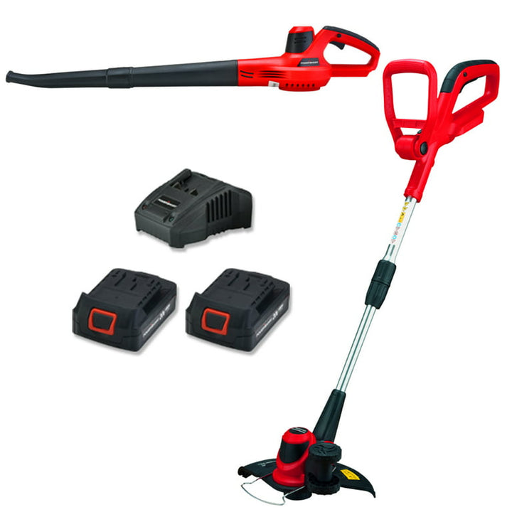 Restored PowerSmart PS76115A-2B | 18V Lithium-Ion Cordless String Trimmer & Blower Combo Kit | Includes 2 Battery & 1 Charger (Refurbished)