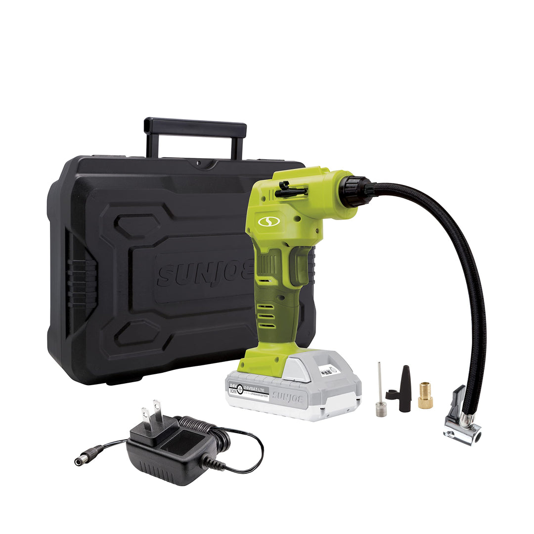Restored Sun Joe 24V-AJC1-LTE-P1 24-Volt iON+ Cordless Portable Air Compressor Kit, w/ 2.0-Ah Battery and Charger (Refurbished)