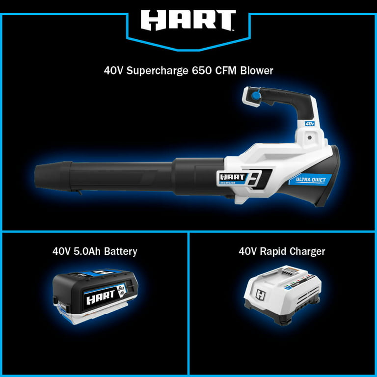 Restored HART 40-Volt Cordless SUPERCHARGE Brushless 650 CFM Blower (1) 5.0 Ah Lithium Ion Battery (Refurbished)