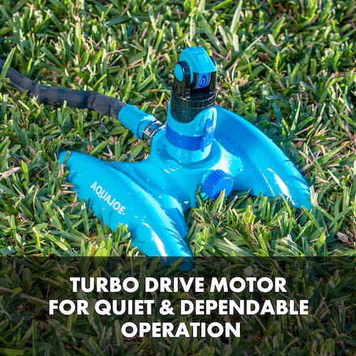 Restored Aqua Joe AJ-MSSBM Turbo Drive 360 Sprinkler | 4 Spray Patterns | Customizable Coverage | 3,740 Sq. Ft. Max Coverage (Refurbished)