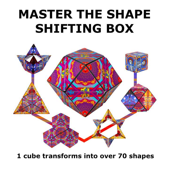 SHASHIBO Shape Shifting Box | Award-Winning, Patented Fidget Cube | 36 Rare Earth Magnets | Transforms Into 70+ Shapes | Download Fun in Motion Toys Mobile App (Grateful Dead - Skull & Roses)