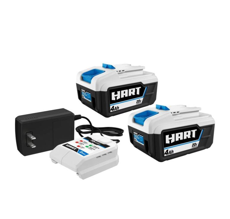 Restored Scratch and Dent HART 20V (2) 4Ah Battery and Charger Kit (Refurbished)