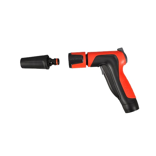 Restored Aqua Joe AJ-SPXN-PRO-RED 2-in-1 All-Purpose Garden Hose-Powered Adjustable Foam Cannon Spray Gun Kit | W/ Bristle Brush & Detailer Sponge Attachments (Red) (Refurbished)