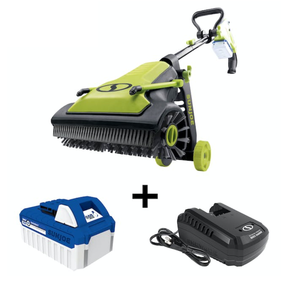 Restored Sun Joe 24V-PSC | 24V IONMAX Cordless Surface & Patio Cleaner Kit | Nylon Bristle Brushes | Dual Spray Nozzle | W/ 4.0-Ah Battery + Charger (Refurbished)