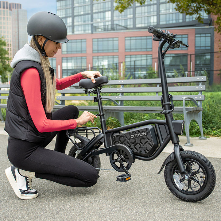 Jetson JBLTPX-BLK Compact Electric Bicycle | 15.5 MPH | 350W Motor | Dual-Wheel Disc Brakes | 15-25 Mile Range (Refurbished) | In-Store Exclusive