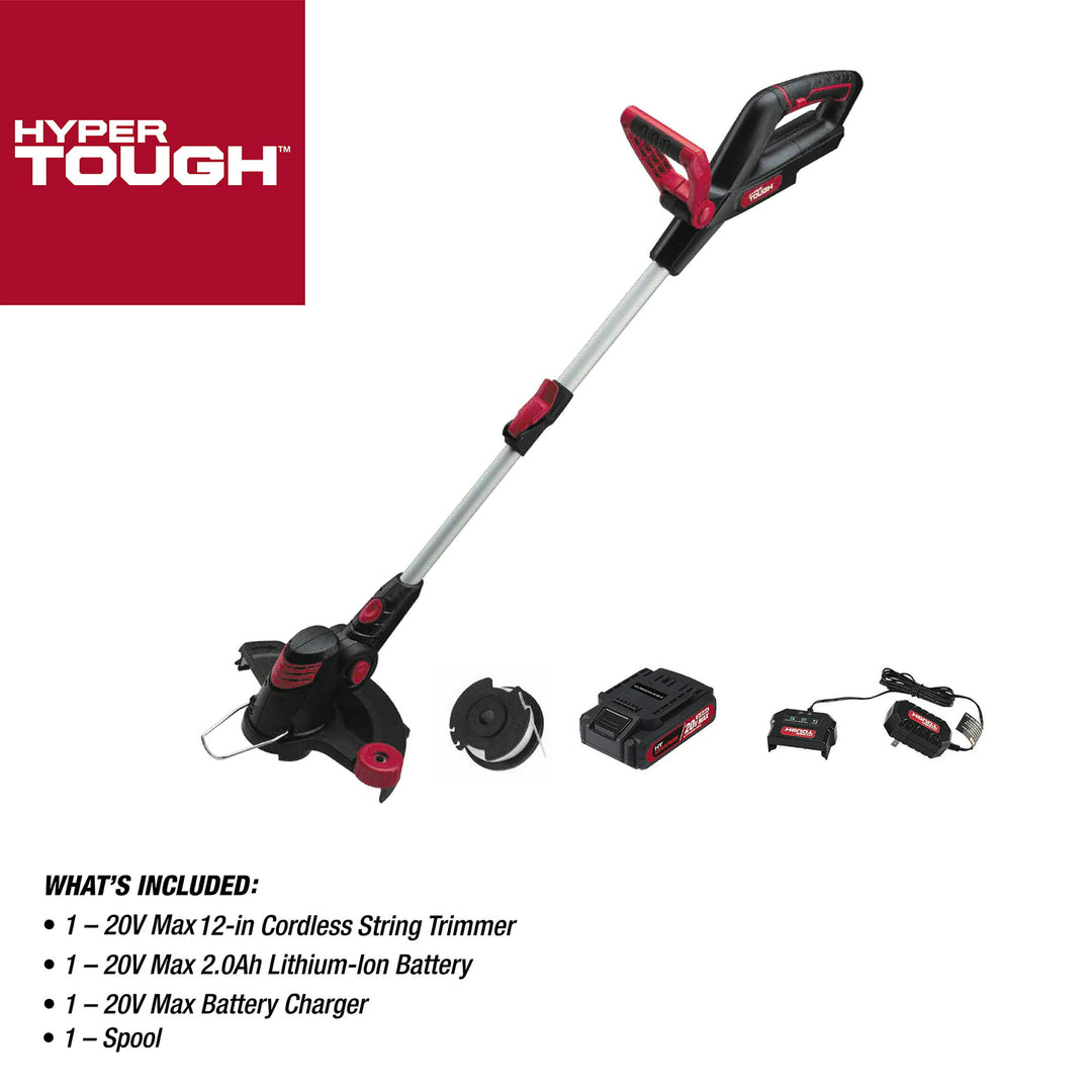 Restored Scratch and Dent Hyper Tough Cordless String Trimmer | 20V Max | 12-Inch | HT21-401-003-02 (Refurbished)