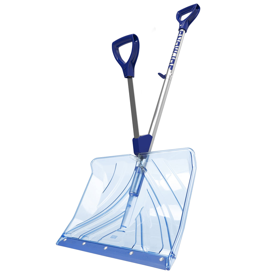 Restored Snow Joe Shovelution SJ-SHLV02 | Strain-Reducing Shatter-Resistant Polycarbonate Snow Shovel | W/ Spring Assisted Handle | 18-inch (Refurbished)
