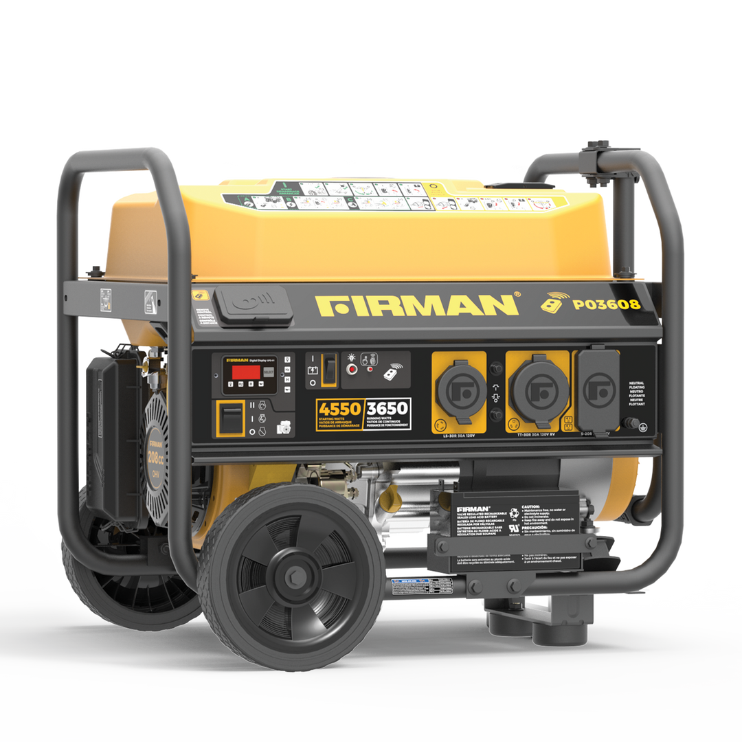 Restored Firman P03608 Gas Portable Generator | 4550W | 208 cc Engine 14 Hour Run Time | Remote Start | 120V | Generator Only (Refurbished)