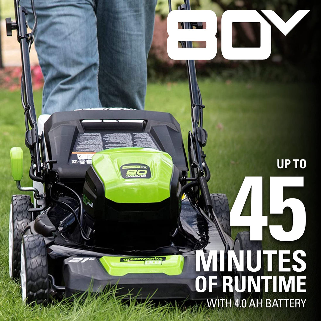 Restored Greenworks LMB408 | 80V 21" Cordless Battery Self-Propelled Lawn Mower | W/ 4.0Ah Battery & Charger | Some Cosmetic Wear (Refurbished)