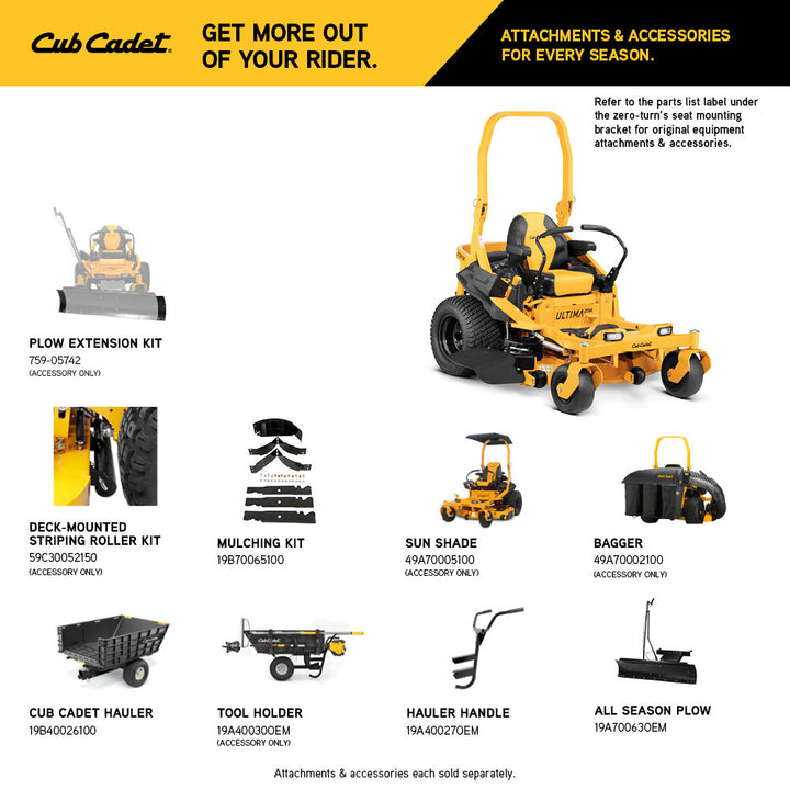 Cub Cadet Ultima ZTX5 60 in. Zero Turn Mower | AeroForce Max Reinforced Fab Deck | 24 HP V-Twin Kawasaki Engine | Roll Over Protection | Front Wheel Suspension (Open Box)