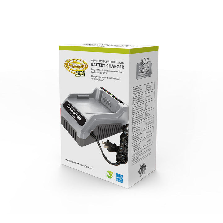 Restored Snow Joe + Sun Joe iCHRG40 | EcoSharp Lithium-Ion Battery Charger | 40 Volt | Gray | CERTIFIED AUTHENTIC (Refurbished)