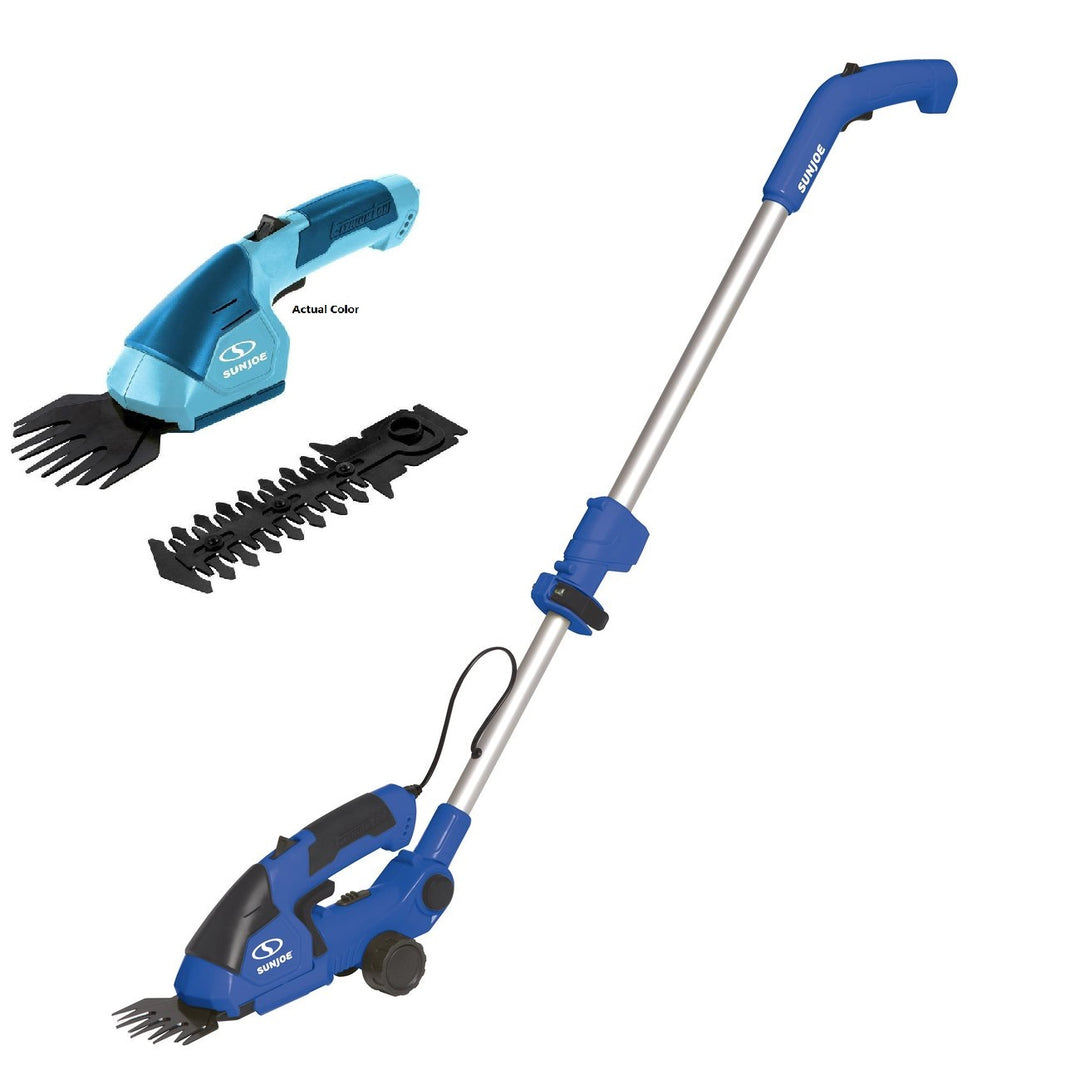 Sun Joe HJ605CC 7.2 Volt 2-in-1 Cordless Electric Telescoping Grass Trimmer (Blue) [Remanufactured]