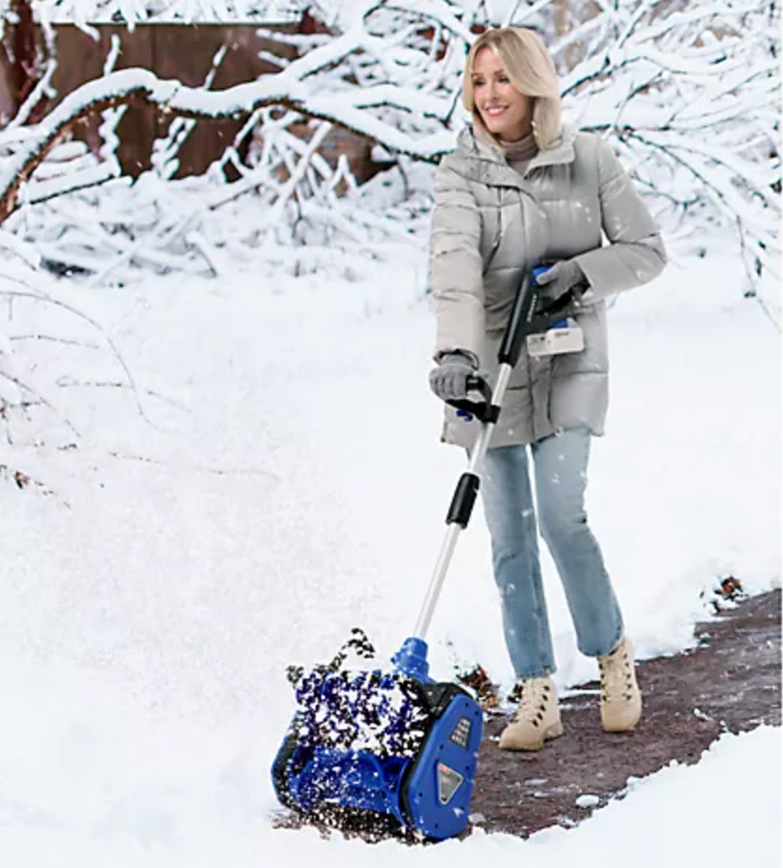 Restored Snow Joe 13.5" Cordless Directional Snow Thrower Kit | W/ Charger & 5.0Ah Battery (Refurbished) | In-Store Exclusive