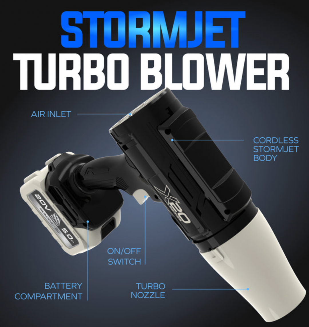 Sun Joe GO-SRMJET-5A-PNK | 20V Cordless X20 StormJet Handheld Turbo Blower | 40 CFM | 5.0Ah Battery + Charger (Pink) (Open Box) | In-Store Exclusive