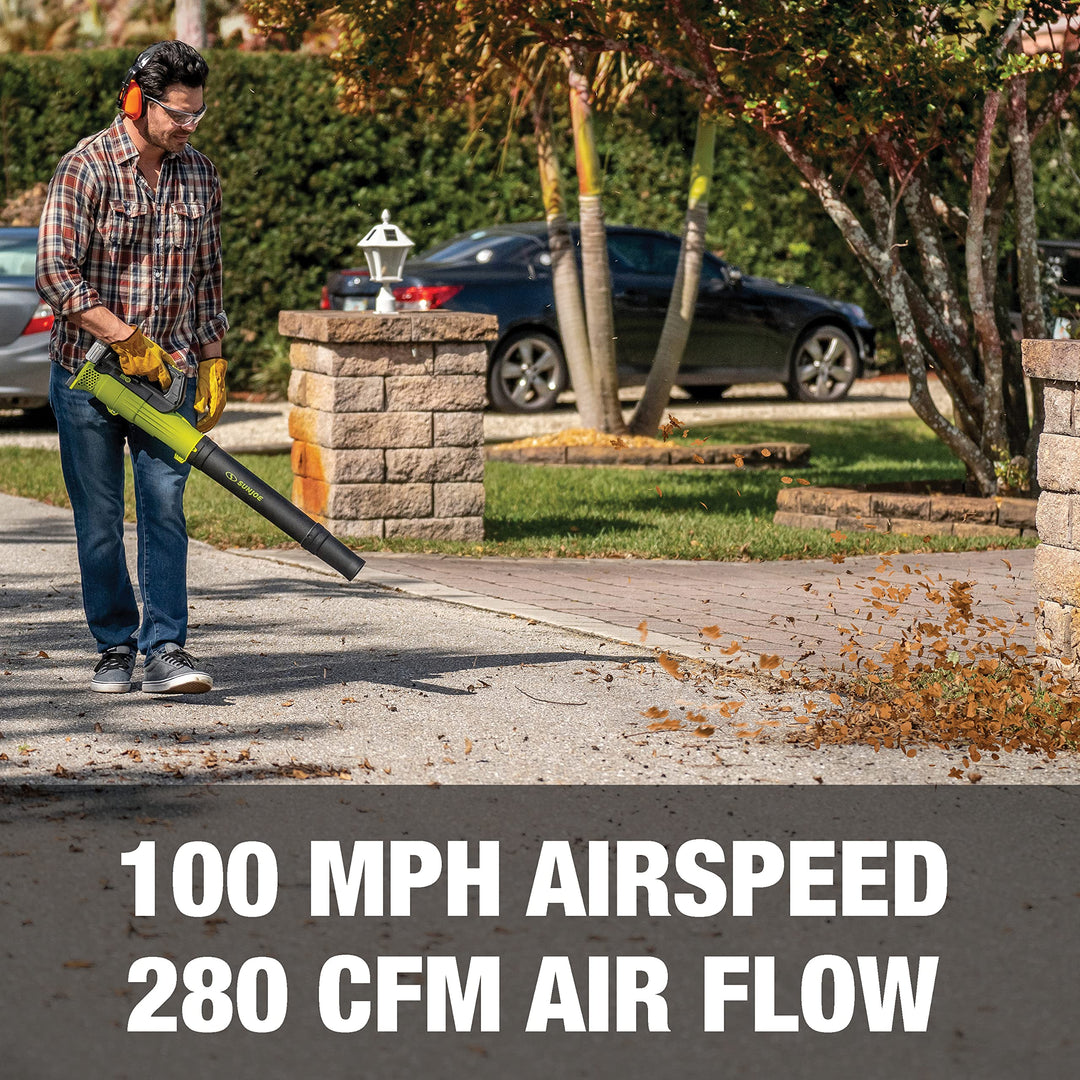 Restored Sun Joe 24V-TB-LTE-P1 | 24-Volt IONMAX Cordless Turbine Leaf Blower | 100-MPH | Kit w/ 2.0-Ah Battery & Charger (Refurbished)