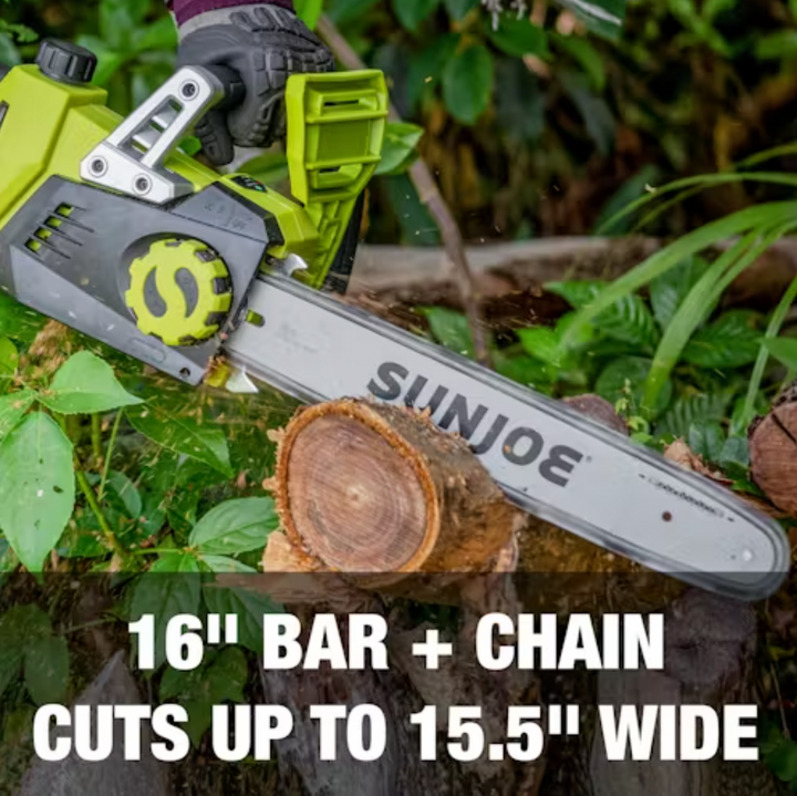 Restored Sun Joe 24V-X2-CS16 | 48-Volt | iON+ Cordless Chain Saw | 16-Inch | W/ 2 x 2.0-Ah Batteries & Charger (Refurbished)