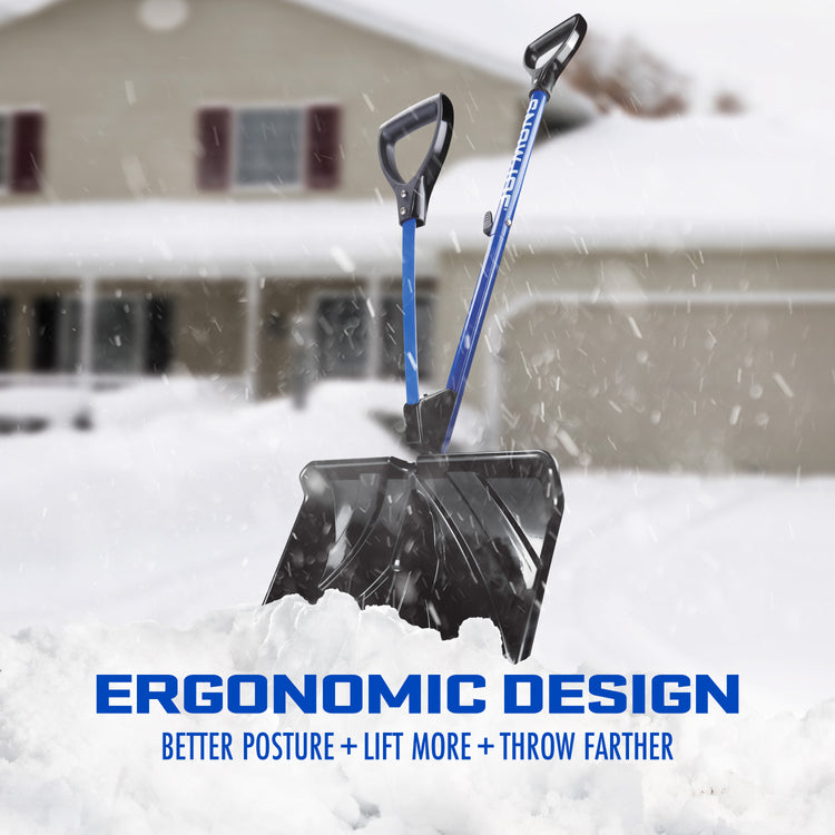 Restored Snow Joe Shovelution SJ-SHLV01 | 18-in Strain-Reducing Snow Shovel | W/ Spring Assisted Handle (Refurbished)