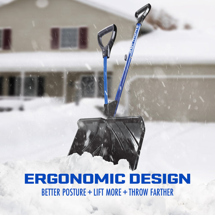 Restored Snow Joe Shovelution SJ-SHLV01 | 18-in Strain-Reducing Snow Shovel | W/ Spring Assisted Handle (Refurbished)