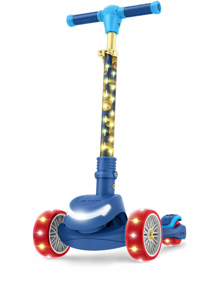 Jetson Sonic Three-Wheel Light Up Kick Scooter | Light Up Stem & Wheels | Height Adjustable | Rear Brake | Foldable | Ages 3+ | JSONC-3KIK | In-Store Exclusive