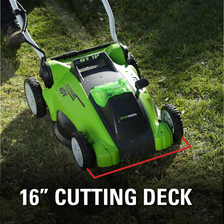 Restored Greenworks 40V 16" Cordless Electric Lawn Mower, 4.0Ah Battery and Charger Included (Refurbished)