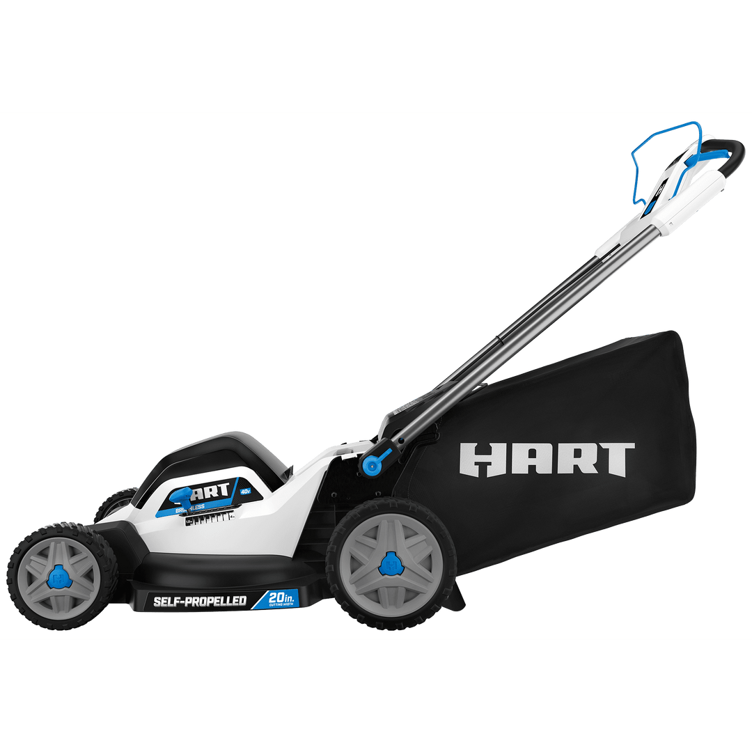 Restored HART Self-Propelled Battery Mower | 40-Volt | Cordless | SUPERCHARGE Brushless 20-inch Dual Blade | 8.0Ah Lithium-Ion Battery and Charger (Refurbished)