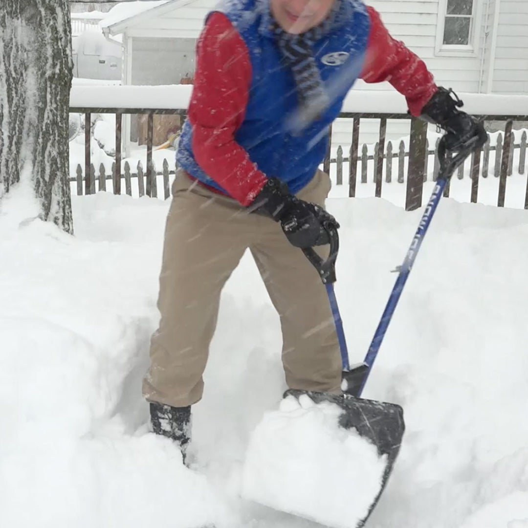 Restored Snow Joe Shovelution SJ-SHLV01 18-in Strain-Reducing Snow Shovel w/ Spring Assisted Handle, Blue (Refurbished)