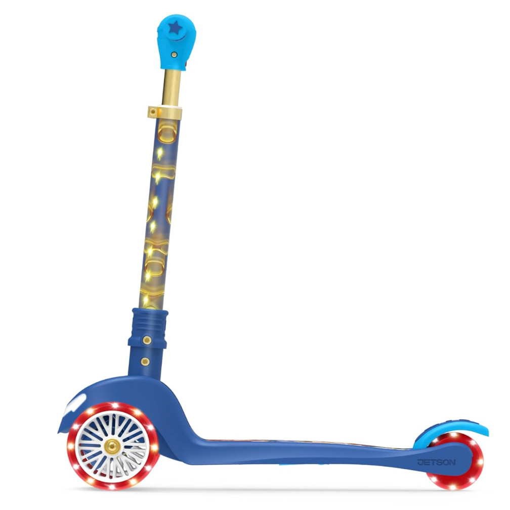 Jetson Sonic Three-Wheel Light Up Kick Scooter | Light Up Stem & Wheels | Height Adjustable | Rear Brake | Foldable | Ages 3+ | JSONC-3KIK | In-Store Exclusive