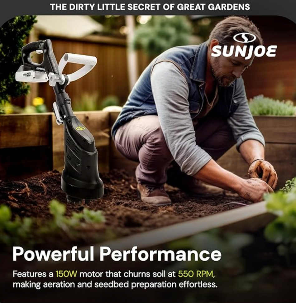 Restored Sun Joe 24V 24V-CTLR-LTE | 2-in-1 Hand Held & Long Handle Tiller Cultivator (Refurbished)