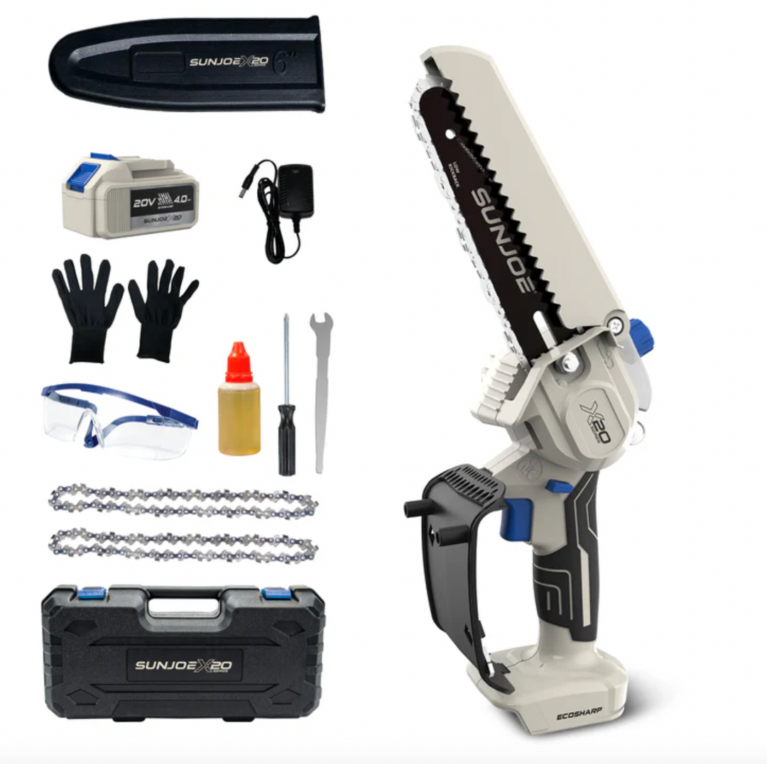 Restored Sun Joe 20V Cordless X20 Handheld Pruning Saw | 6-inch | 550W Brushless Motor | W/ 4.0-Ah Battery + Charger | Black (Refurbished)