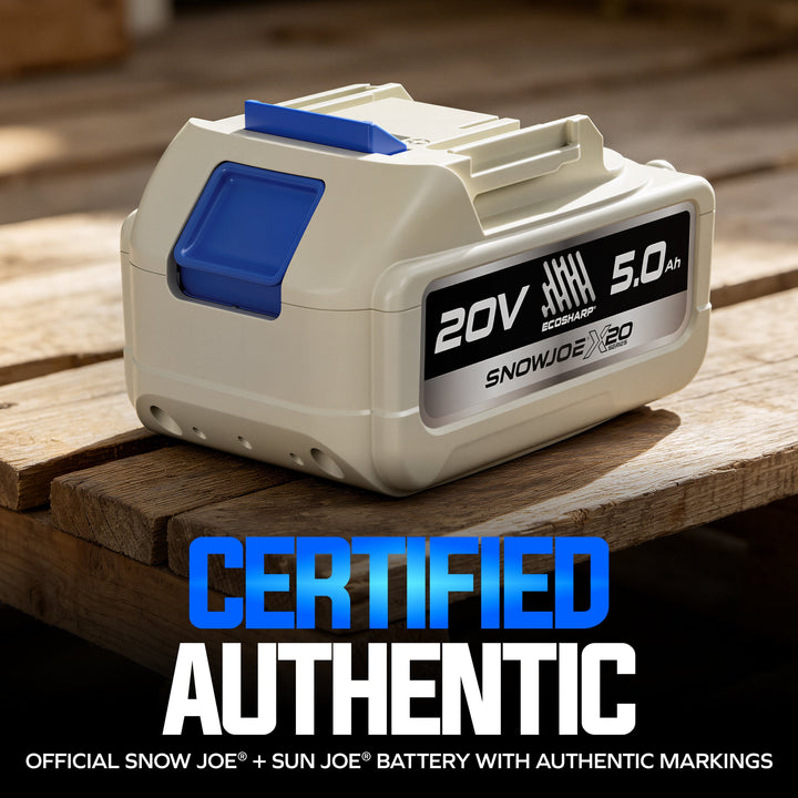 Sun Joe 20V-BATT-5A | X20-Series 20-Volt 5000-mAh Lithium-ION Battery | For Use with Universal ECOSHARP Devices | w/LED Indicator (Refurbished) | In-Store Exclusive