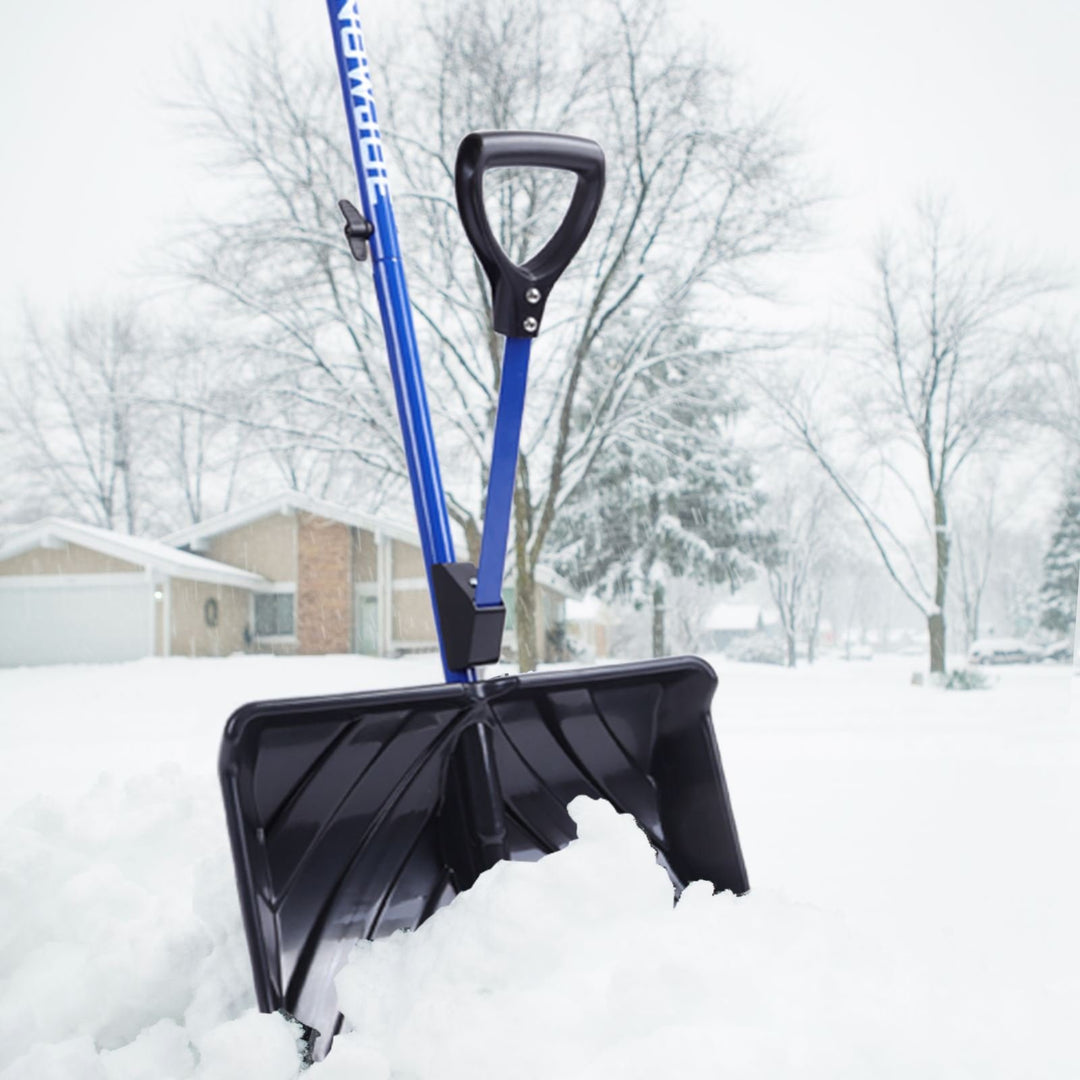 Restored Snow Joe Shovelution SJ-SHLV01 18-in Strain-Reducing Snow Shovel w/ Spring Assisted Handle, Blue (Refurbished)