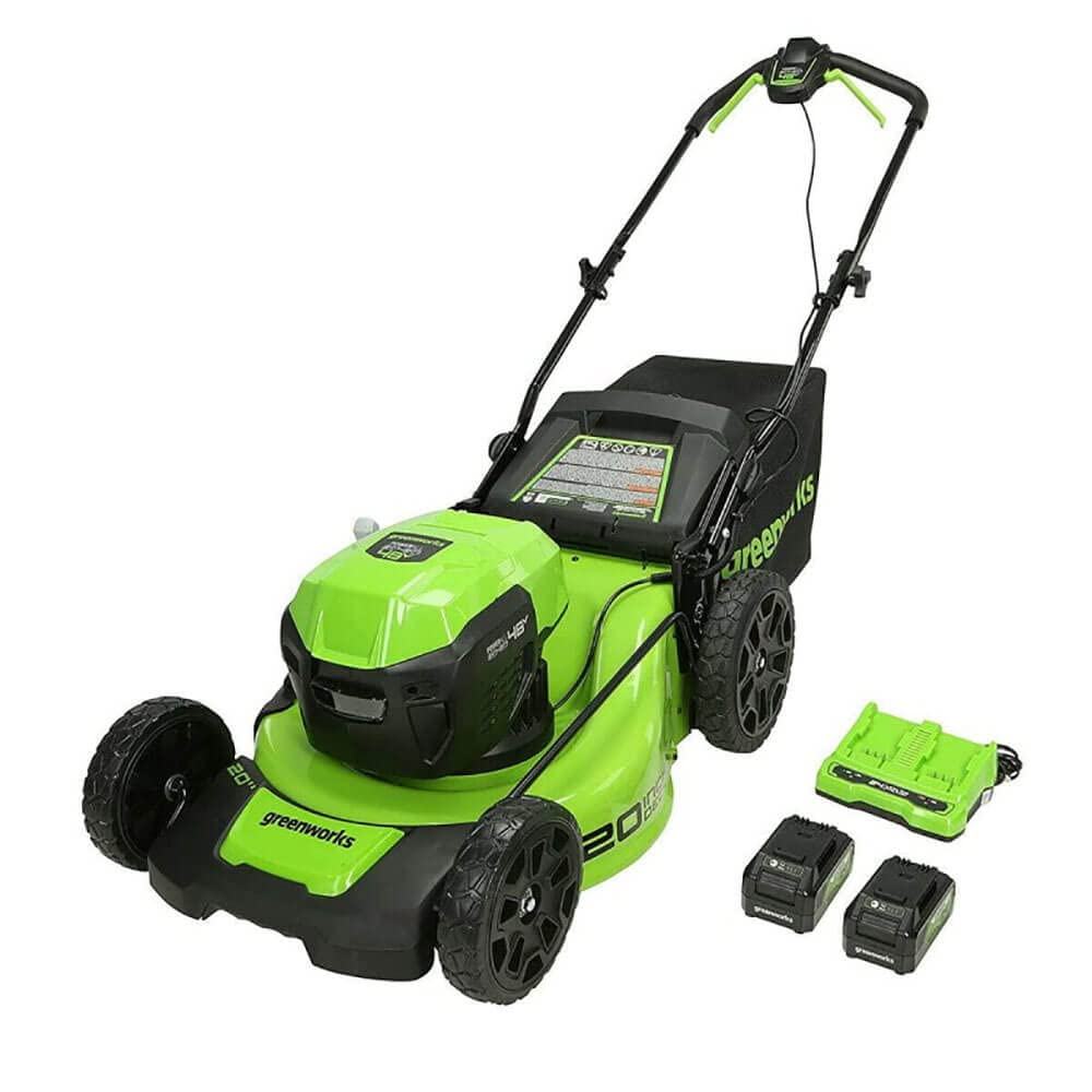 Restored Greenworks LME472 | 48V 20" Brushless Cordless Push Lawn Mower | LED Headlight | (2) 4.0Ah Batteries & Dual Port Rapid Charger Included (Refurbished)