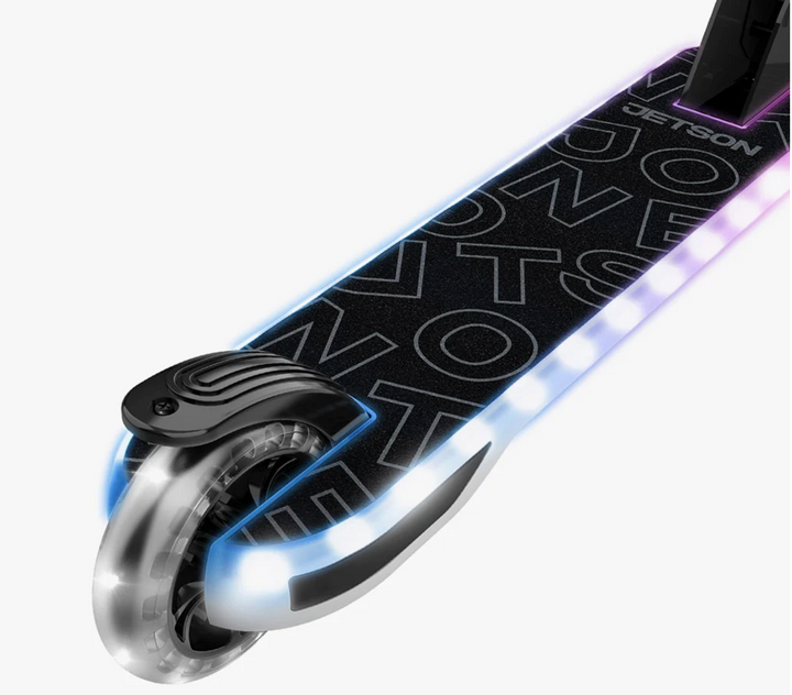 Jetson Orbit X Light-Up Kids Foldable Kick Scooter | LED Stem & Deck Lights | Adjustable Handlebar | Ages 5+ | JORBITX-BLK | In-Store Exclusive