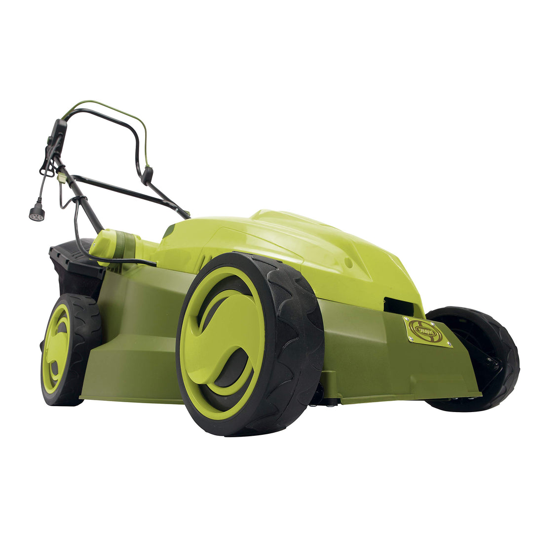 Restored Scratch and Dent Sun Joe MJ402E 16-Inch 12-Amp Electric Lawn Mower + Mulcher, 6-Position Height Adjustment, 9.3-Gallon Detachable Grass Collection Bag (Refurbished)