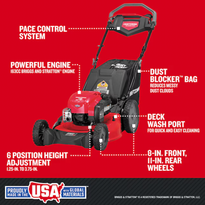 CRAFTSMAN M320 | 21-in Gas Self-Propelled Lawn Mower | 163-cc Briggs and Stratton Engine | 11-in Rear Wheels