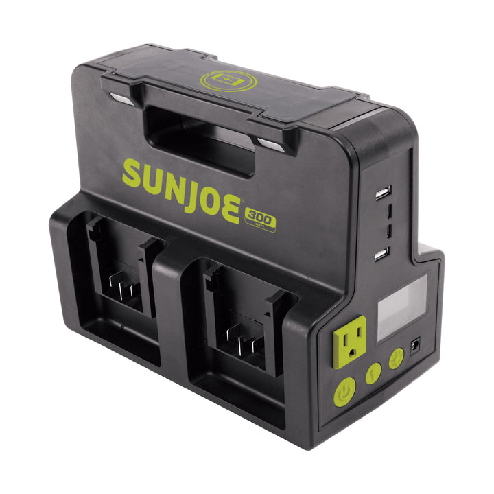 Restored Sun Joe 24V-300WI-2AMP-KIT 24-Volt Cordless Powered Inverter Generator Power Station | W/ 2 x 2.0-Ah Batteries (Refurbished)