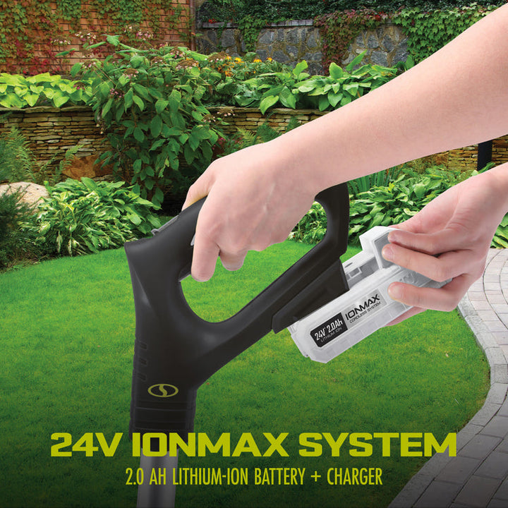 Restored Sun Joe 24V-TLR-LTE | 24V Cordless Garden Tiller + Cultivator Kit | W/ 2.0-Ah Battery and Charger (Refurbished)