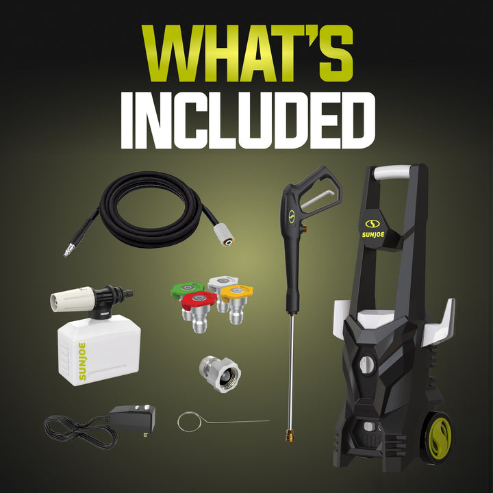 Restored Sun Joe 1800 PSI Max All-Purpose Electric Pressure Washer | 13-Amp | 4 Nozzles | Foamer Cannon (Refurbished)