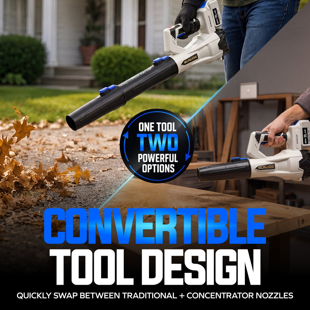 Restored Sun Joe 20V Cordless Multi-Purpose Blower | 400 CFM | W/ 4000 mAh Battery (4.0-Amp) + Charger (Refurbished)