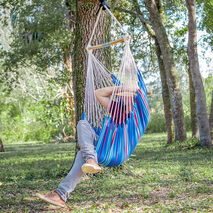 Bliss Hammocks WM-412F_2 | Hammock Chair with Collapsible Push-Pin Spreader Bar | Polyester | Multi Color Patriotic Stripe