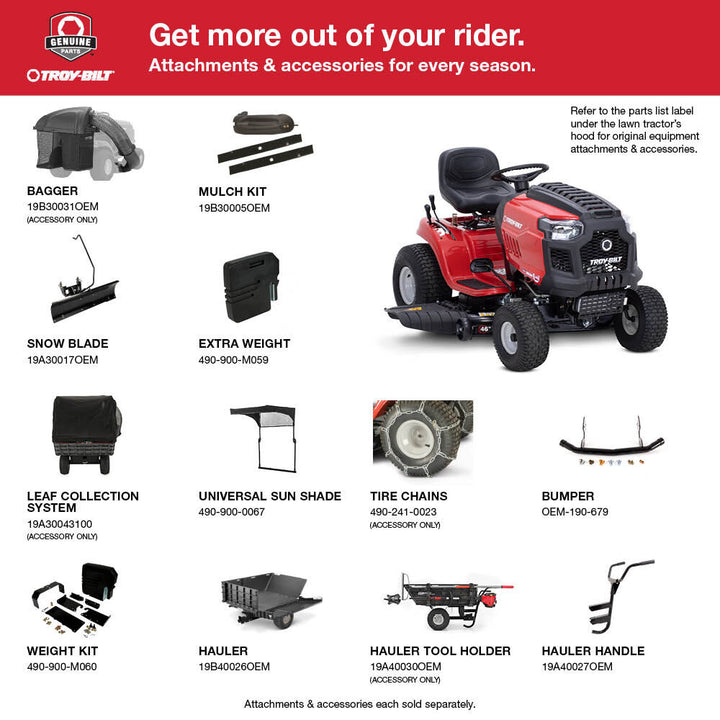 Troy-Bilt Bronco 46B | Automatic Drive Gas Riding Lawn Tractor | 46 in. Deck | 17.5 HP Briggs and Stratton Engine