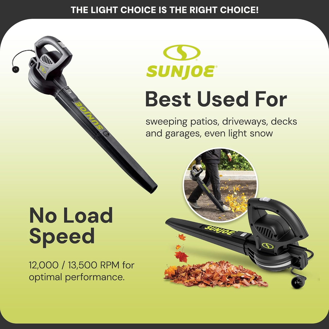 Restored Sun Joe SBJ597E | 6-Amp 155 MPH Electric Leaf Blower (Refurbished)