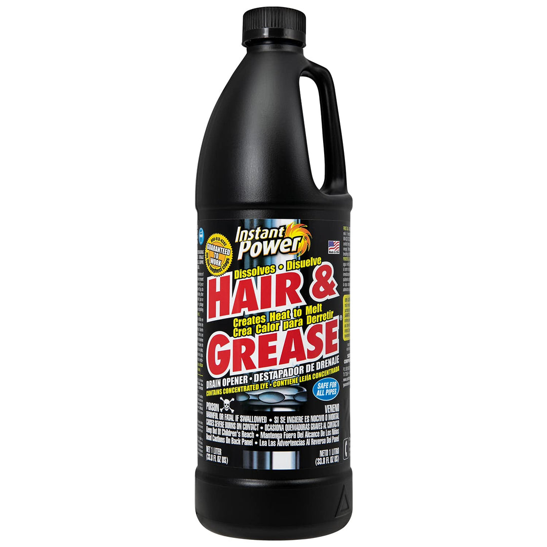 Instant Power 1969 Hair and Grease Drain Opener | 1L | Liquid, Black