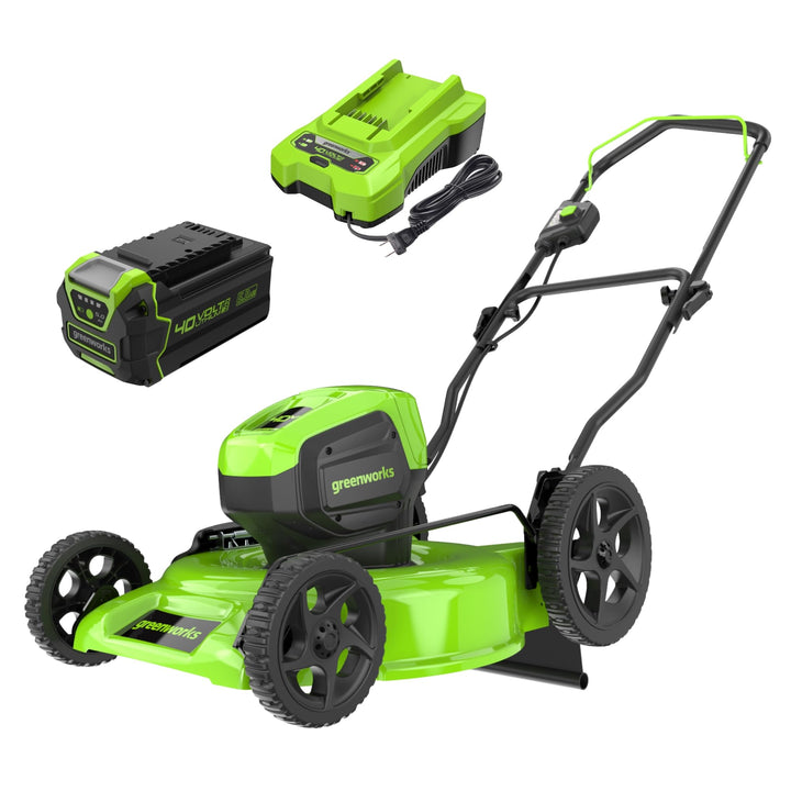 Restored Greenworks LMF465 | 40V 19" Brushless Lawn Mower (High Wheel) | 5.0Ah Battery | Some Cosmetic Wear (Refurbished)