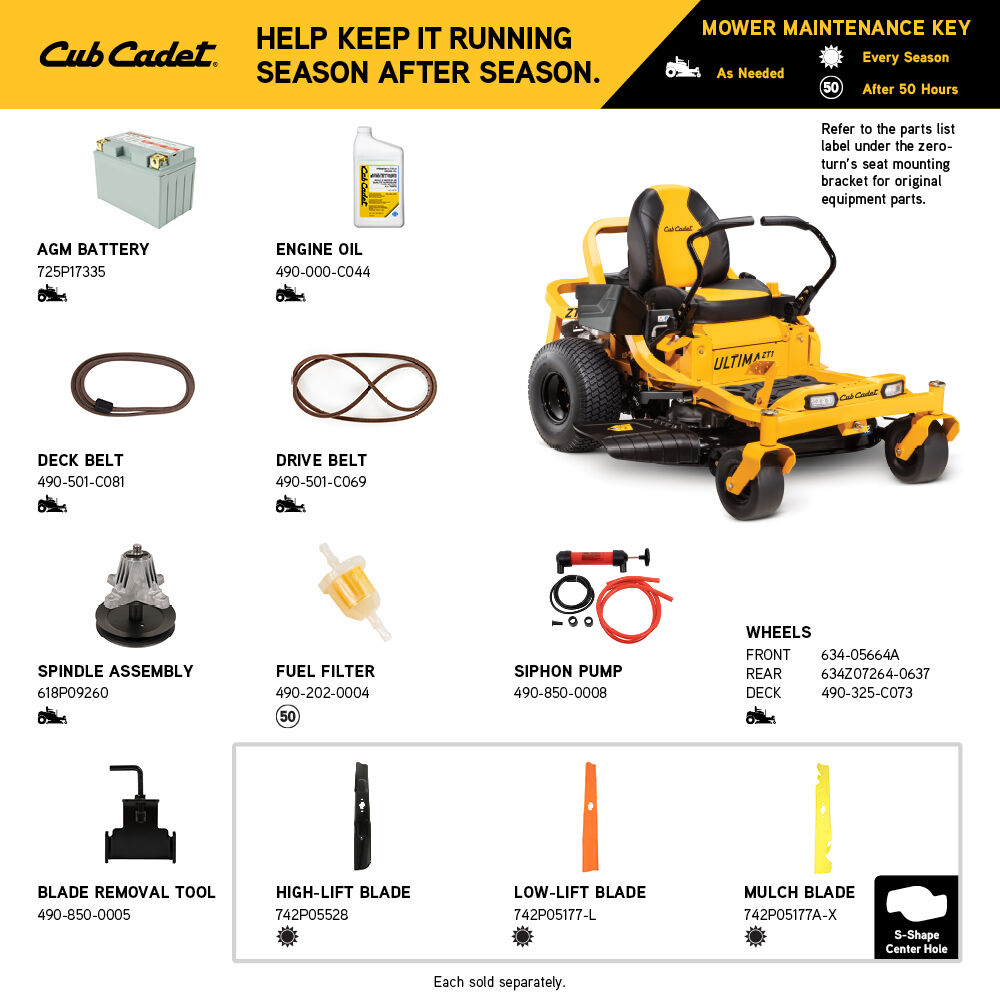 Cub Cadet ZT1 42 | Zero-Turn Lawn Mower | Ultima Series | 22 HP | 725 cc Kohler 7000 Twin-Cylinder OHV Engine (Open Box)