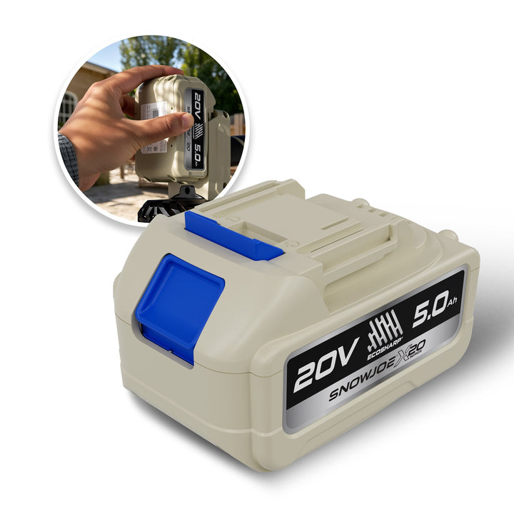 Restored Sun Joe 20V-BATT-5A | X20-Series 20-Volt 5000-mAh Lithium-ION Battery | For Use with Universal ECOSHARP Devices | w/LED Indicator (Refurbished)